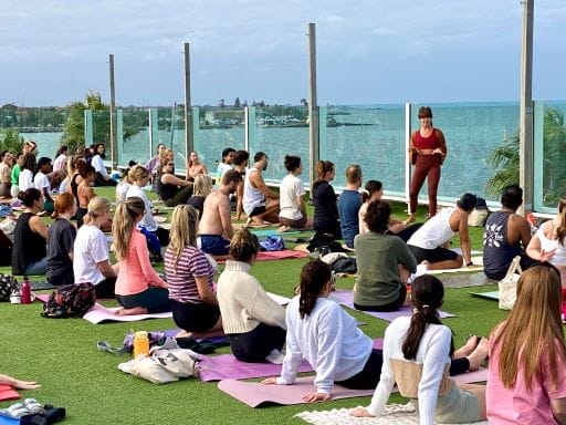 Weekly beachside yoga finds rooftop home